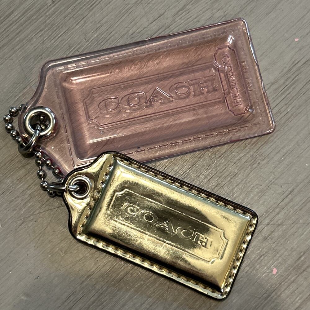 Coach Poppy Light Pink Acrylic Gold Metallic Hang Tag Bag Charms
